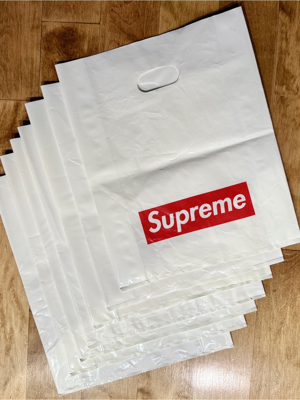 Lot of 7 Supreme Shopping Bags with Red Logo